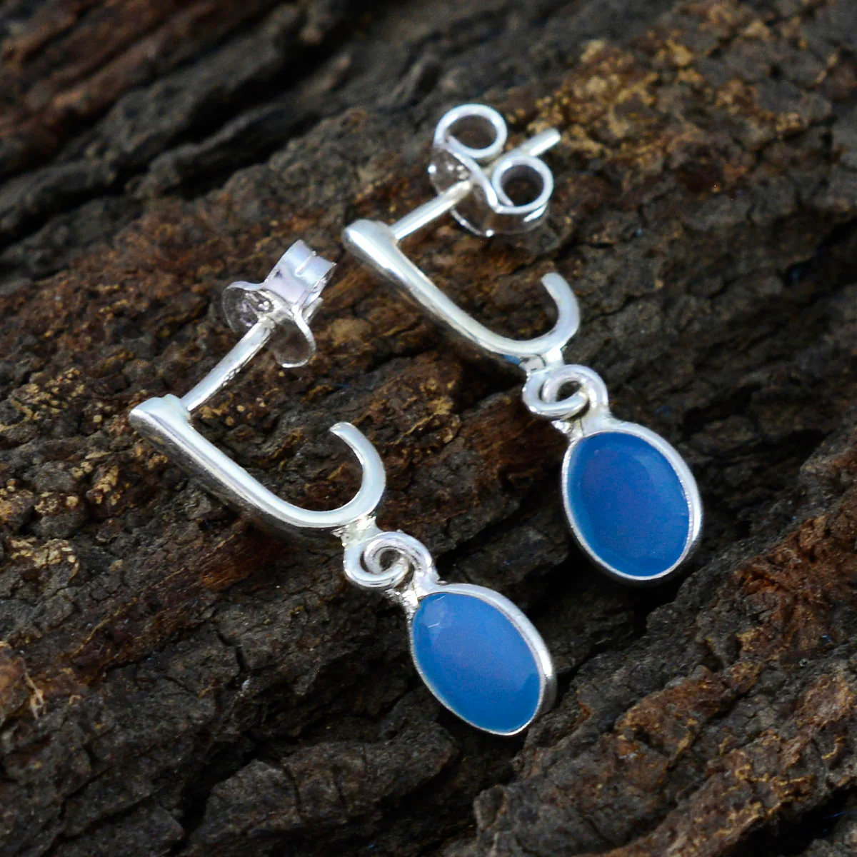 Blue Chalcedony German Laura multiple Stud Blue 92.5 Silver Earring - Image 3