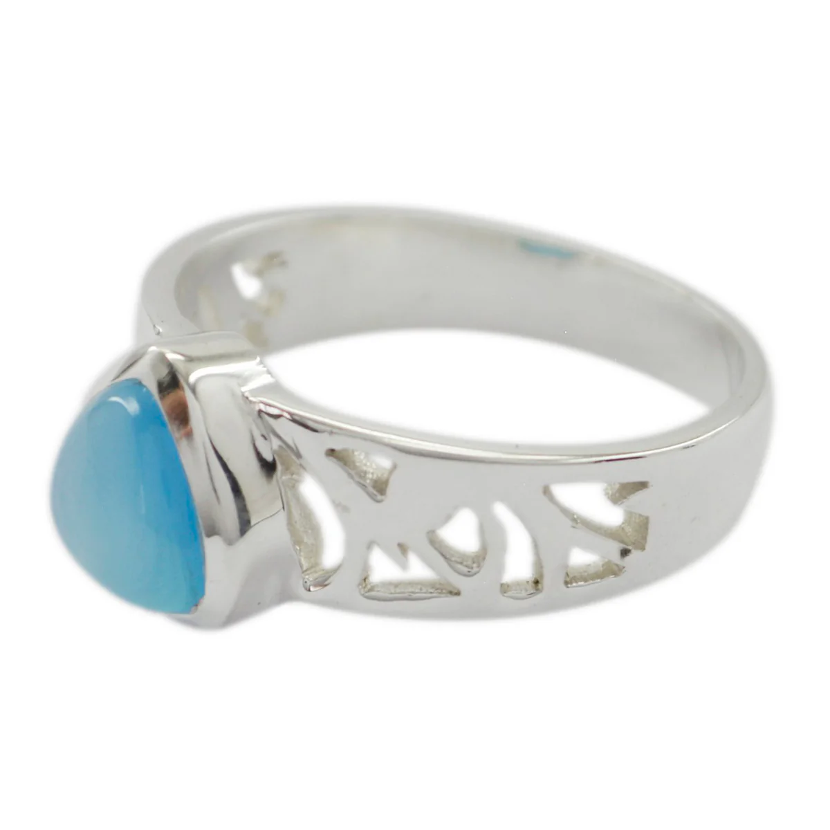 Blue Chalcedony Solitaire French Sterling Silver Blue Gems Classic Fairytale Ring Jewellery - Image 2