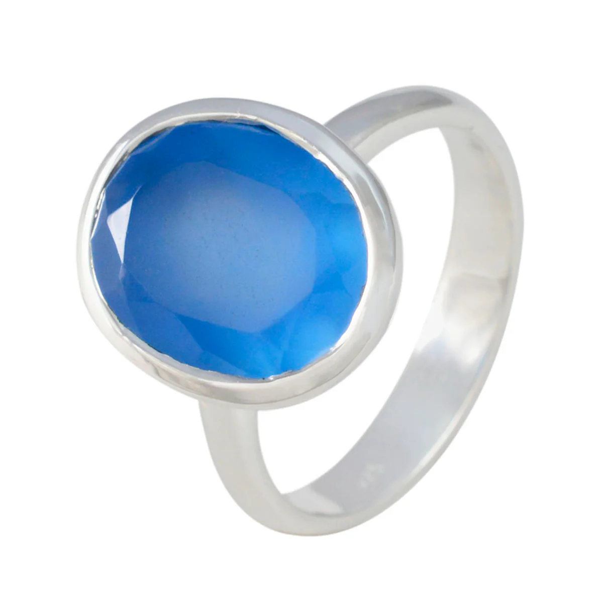 Blue Chalcedony Solitaire Indian Silver Blue Gemstones Minimal Traditional Ring Jewellery - Image 2