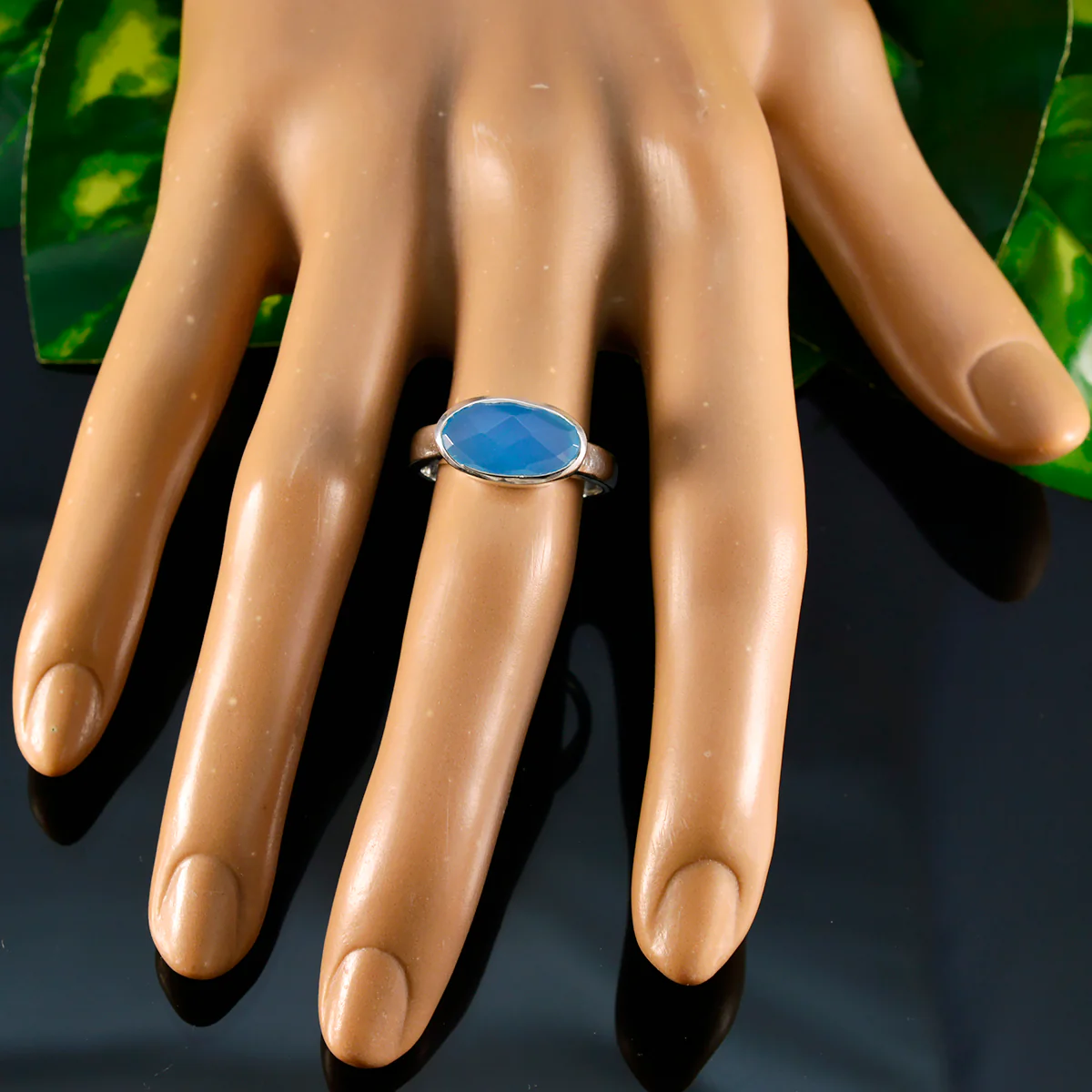 Blue Chalcedony Solitaire Japanese 92.5 Silver Blue Gemstones Whisper-thin Abstract Ring Jewelry - Image 5