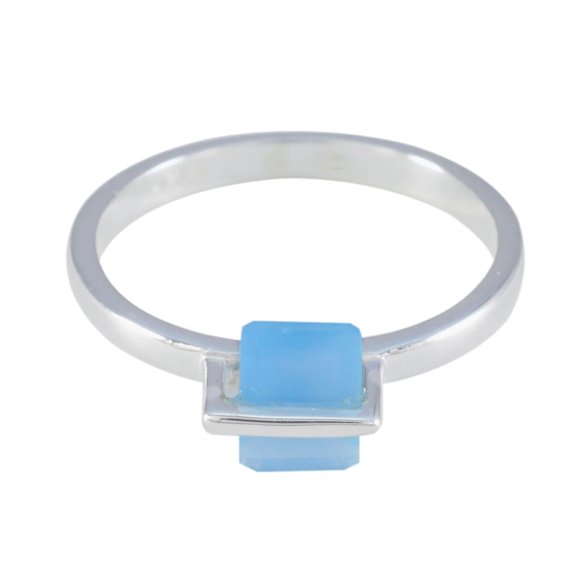 Blue Chalcedony Solitaire Korean 925 Silver Blue Gems Dainty Fairytale Ring Jewellery
