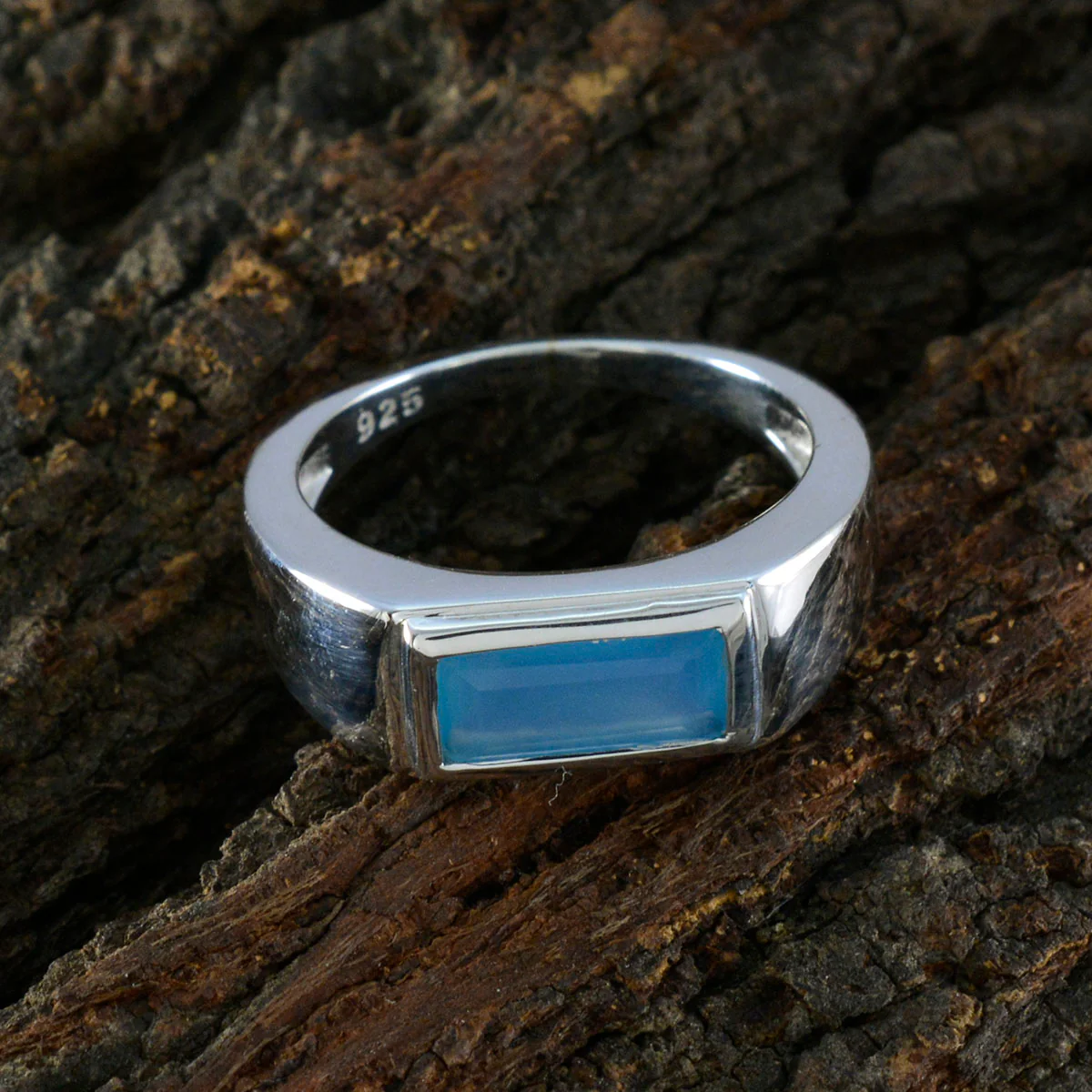 Blue Chalcedony Solitaire Moroccan Sterling Silver Blue Gems Tiny Trendy Ring Jewelry - Image 3