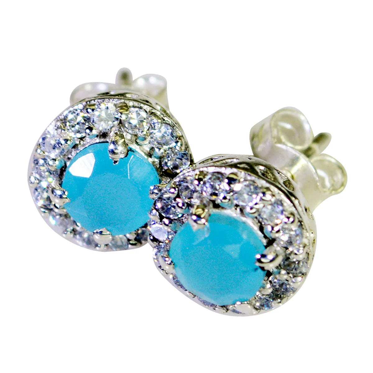 Blue Chalcedony Spanish Joaquina multiple Stud Blue 925 Silver Earring - Image 2