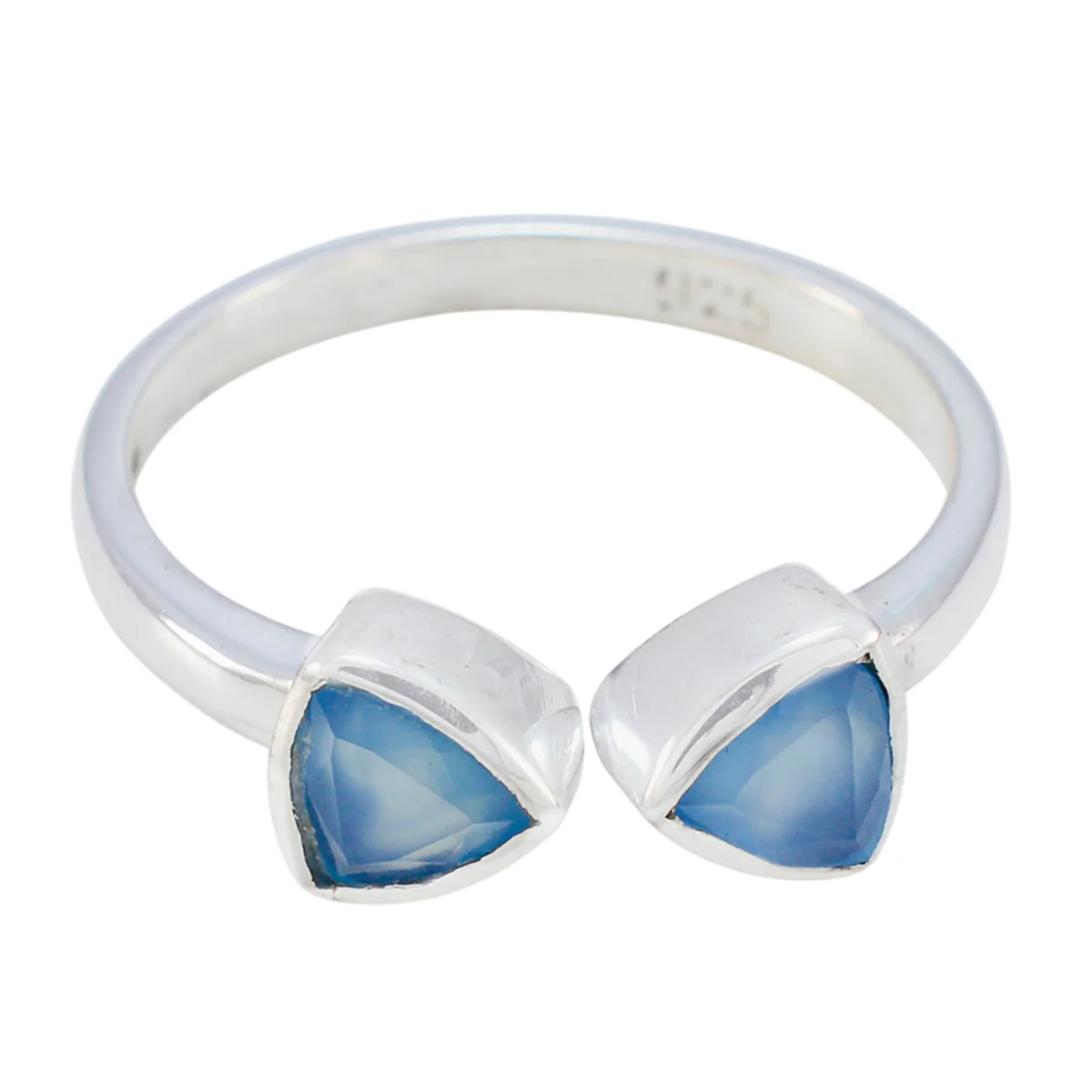 Blue Chalcedony Toi et Moi Japanese 925 Sterling Silver Blue Gems Dainty Fairytale Ring Jewellery