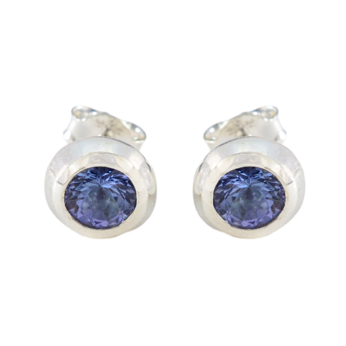 Blue Sapphire CZ American Amanda Solitaire Stud Blue 925 Sterling Silver Earring