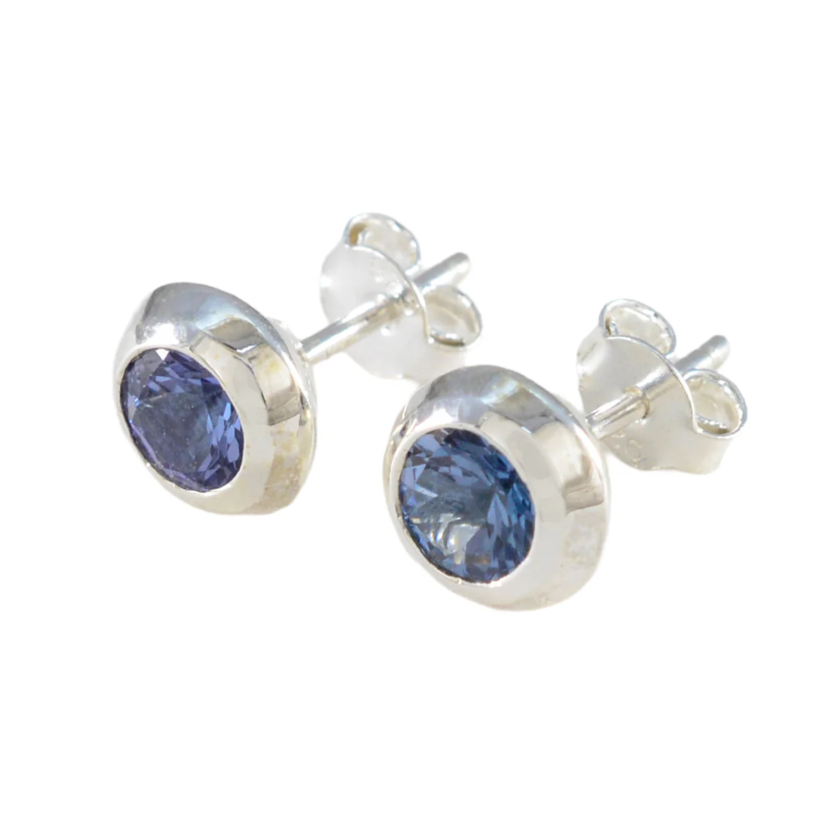 Blue Sapphire CZ American Amanda Solitaire Stud Blue 925 Sterling Silver Earring - Image 3