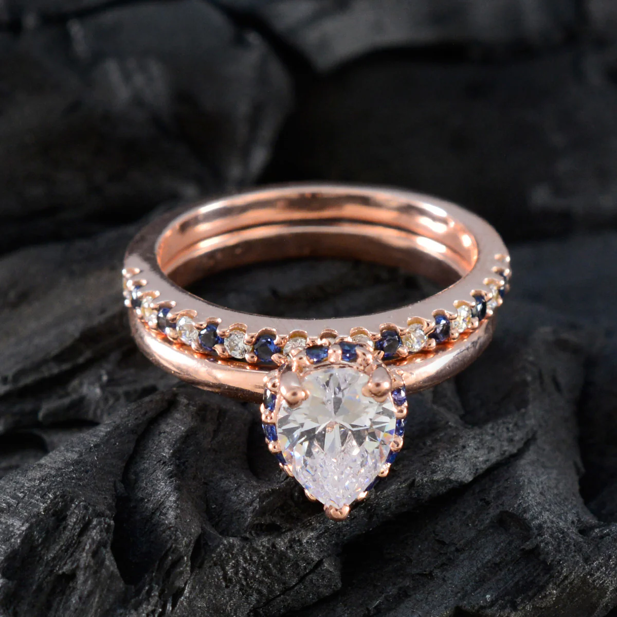 Blue Sapphire CZ Halo American 92.5 Silver Blue Gemstone Whisper-thin Heart Ring Jewellery - Image 4