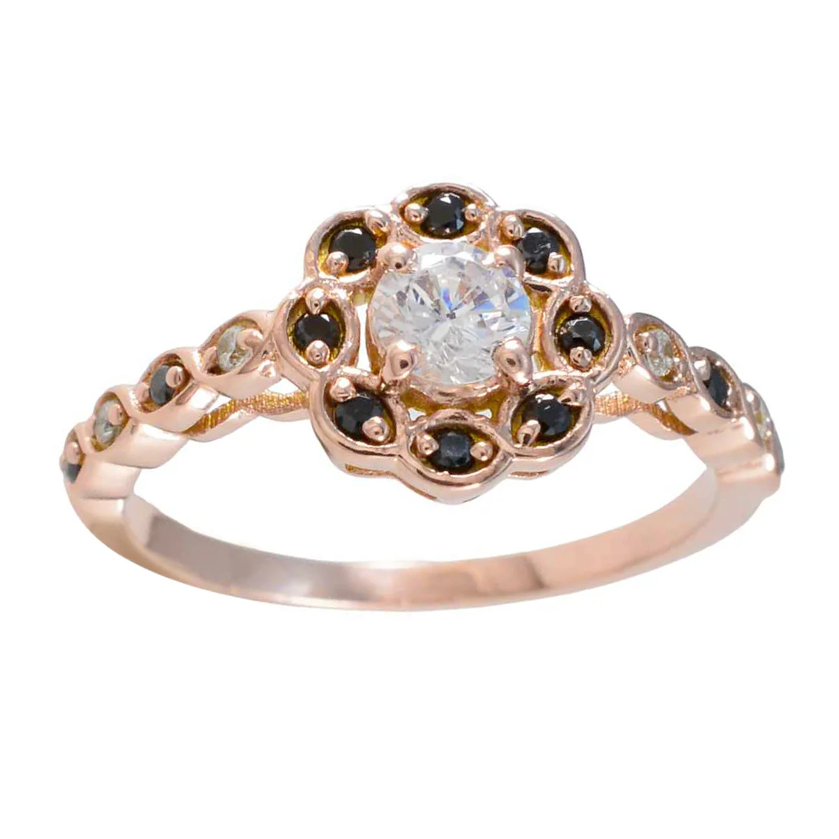 Blue Sapphire CZ Halo Indian Sterling Silver Blue Gemstone Delicate Trendy Ring Jewelry - Image 3