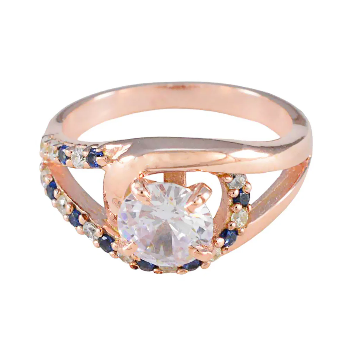 Blue Sapphire CZ Halo Korean 925 Silver Blue Gems Whisper-thin wedding Ring Jewelry