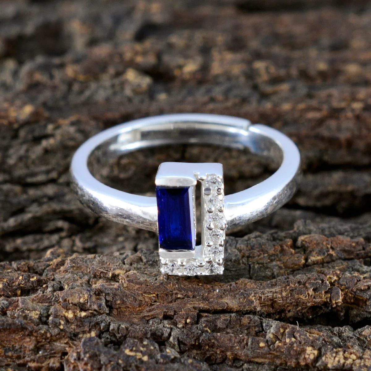 Blue Sapphire CZ Halo Turkish Silver Blue Gems Dainty Luxurious Ring Jewellery - Image 3