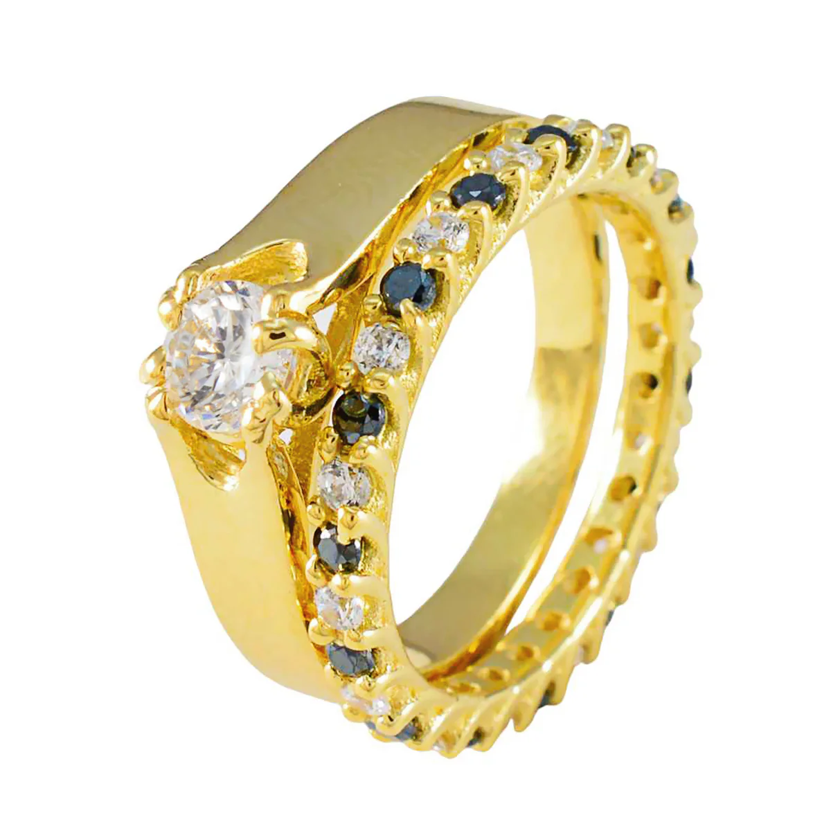 Blue Sapphire CZ multiple Korean Sterling Silver Blue Gems Slim Love Ring Jewelry - Image 2