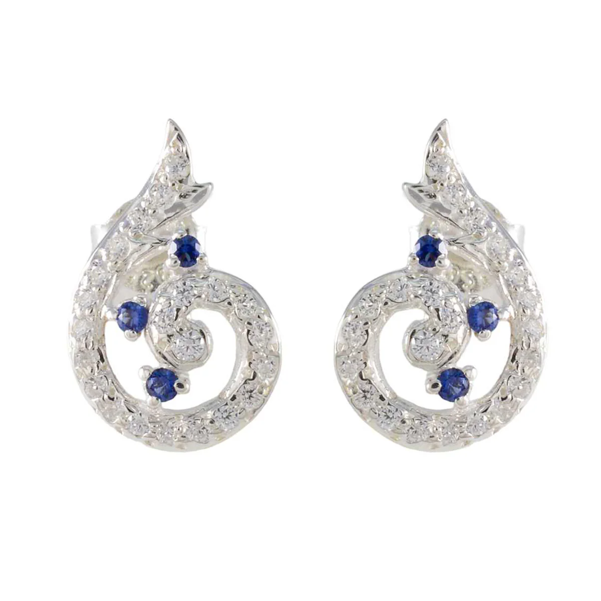 Blue Sapphire CZ Spanish Hazel multiple Stud Blue 92.5 Silver Earring