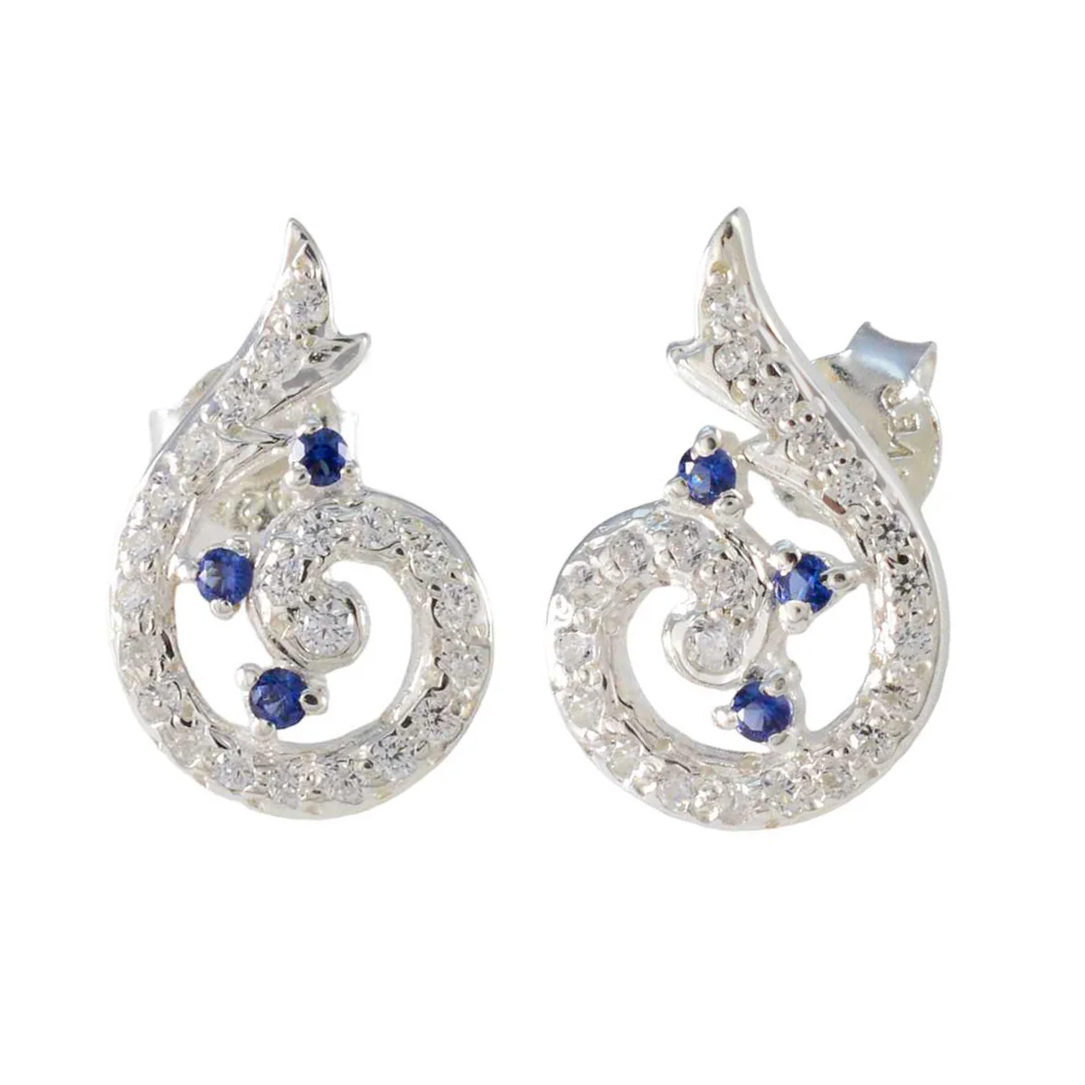 Blue Sapphire CZ Spanish Hazel multiple Stud Blue 92.5 Silver Earring - Image 2