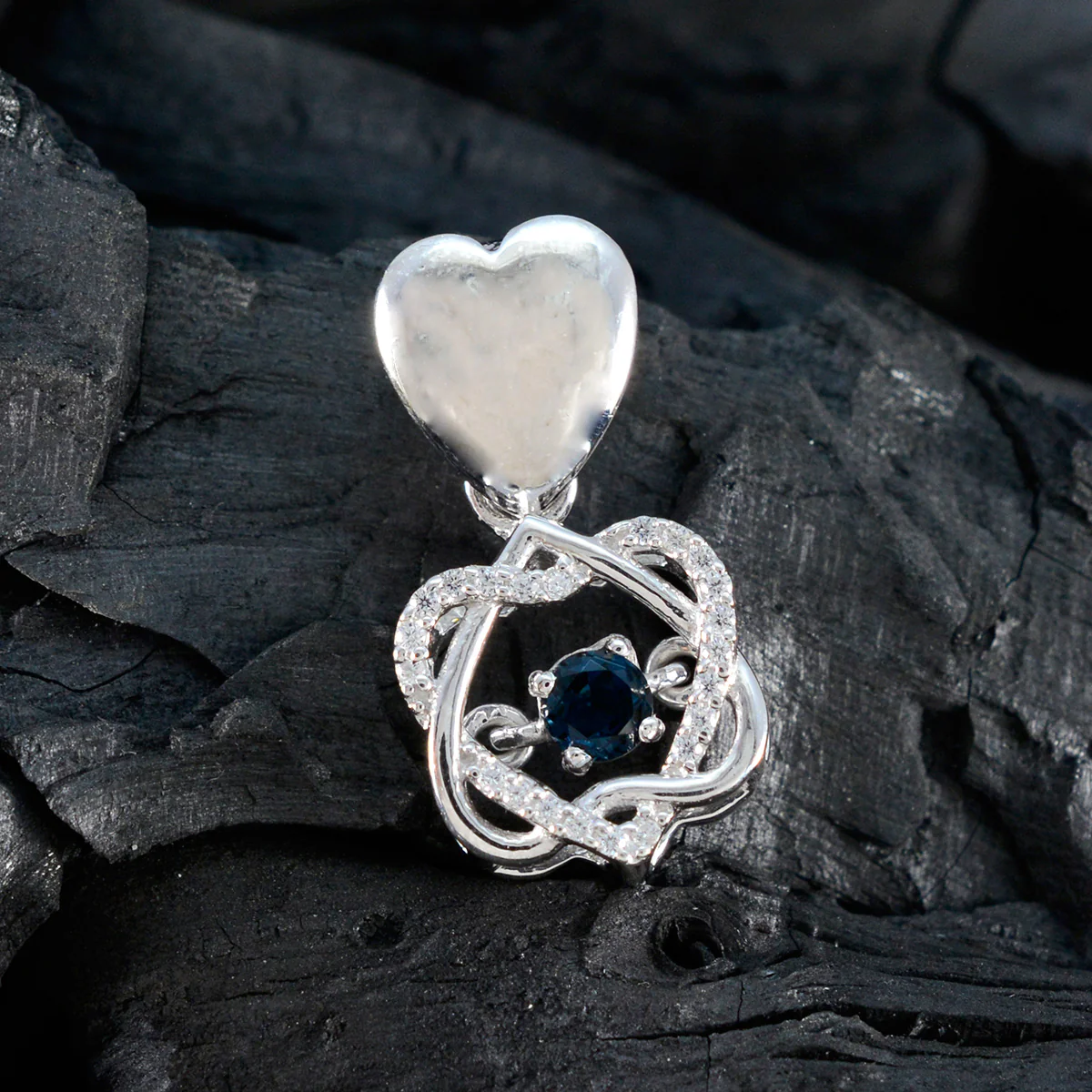 Blue Sapphire Delicate Middle Eastern Sterling Silver multiple Zoe wedding Blue Pendant Jewellery - Image 4