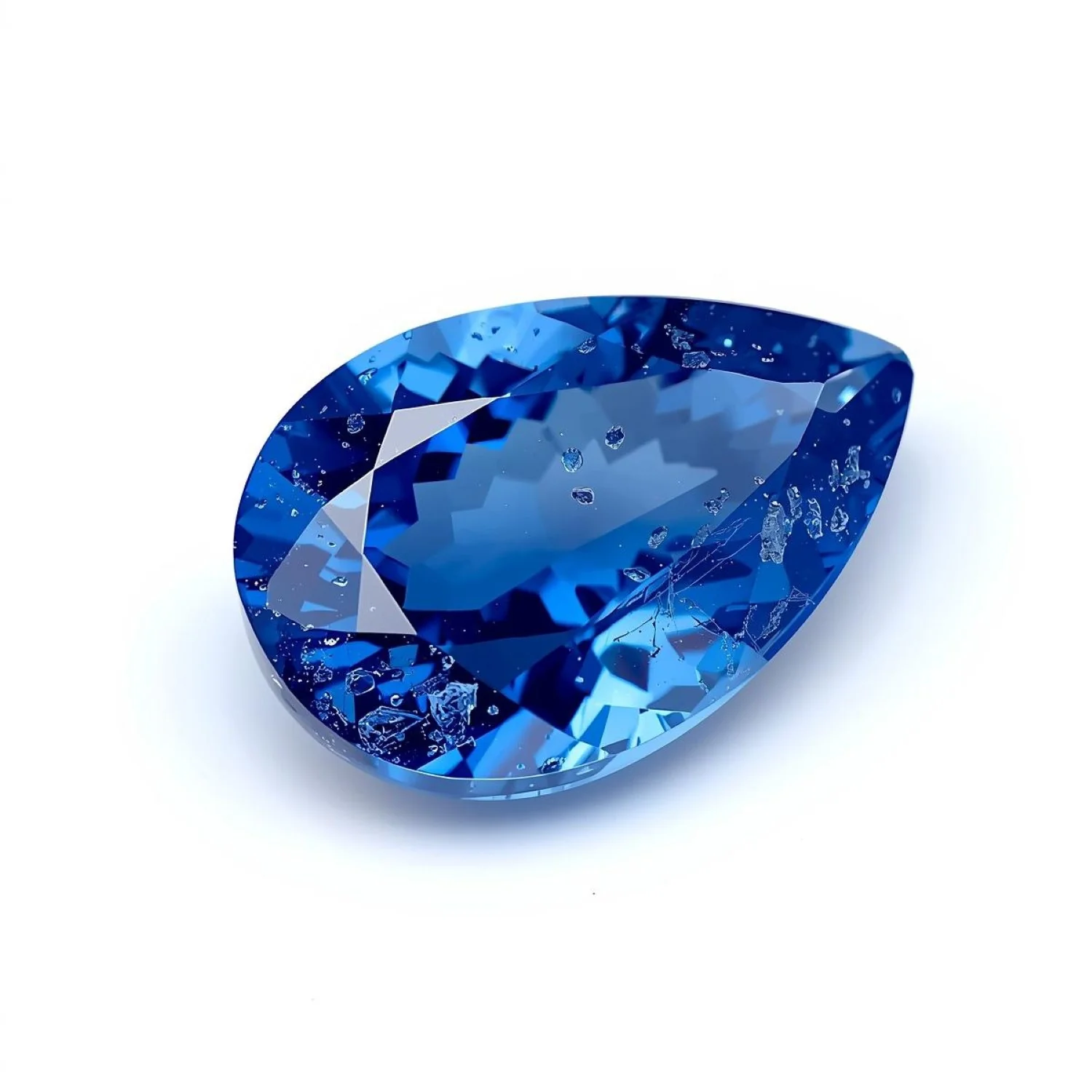 Blue Sapphire (GF) 1PC Large 10x14 MM Pear Faceted Blue Fiery Precious Loose Gemstone - Image 2