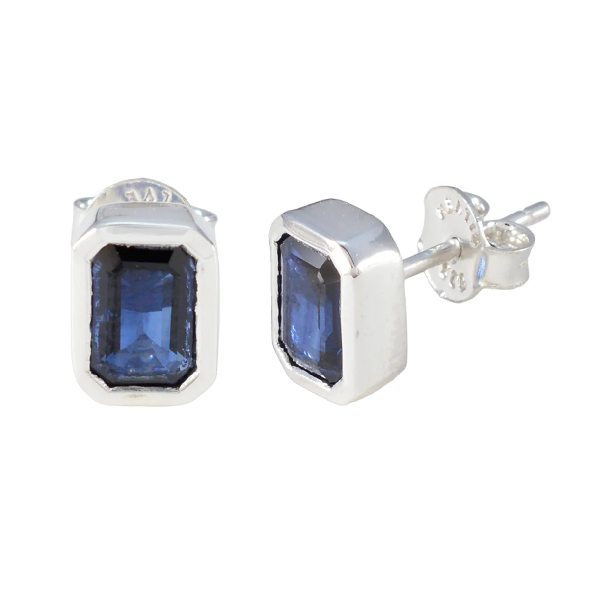 Blue Sapphire Mexican Milagros Solitaire Stud Blue 925 Sterling Silver Earring - Image 2