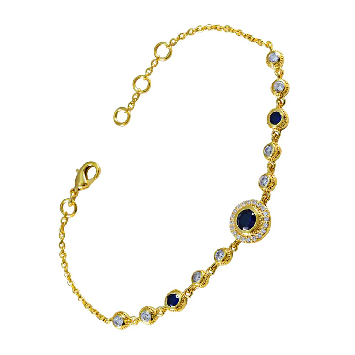 Blue Supphire CZ 12.12 Sale Elegant Blue Sterling Silver Chain Bracelet - Image 3