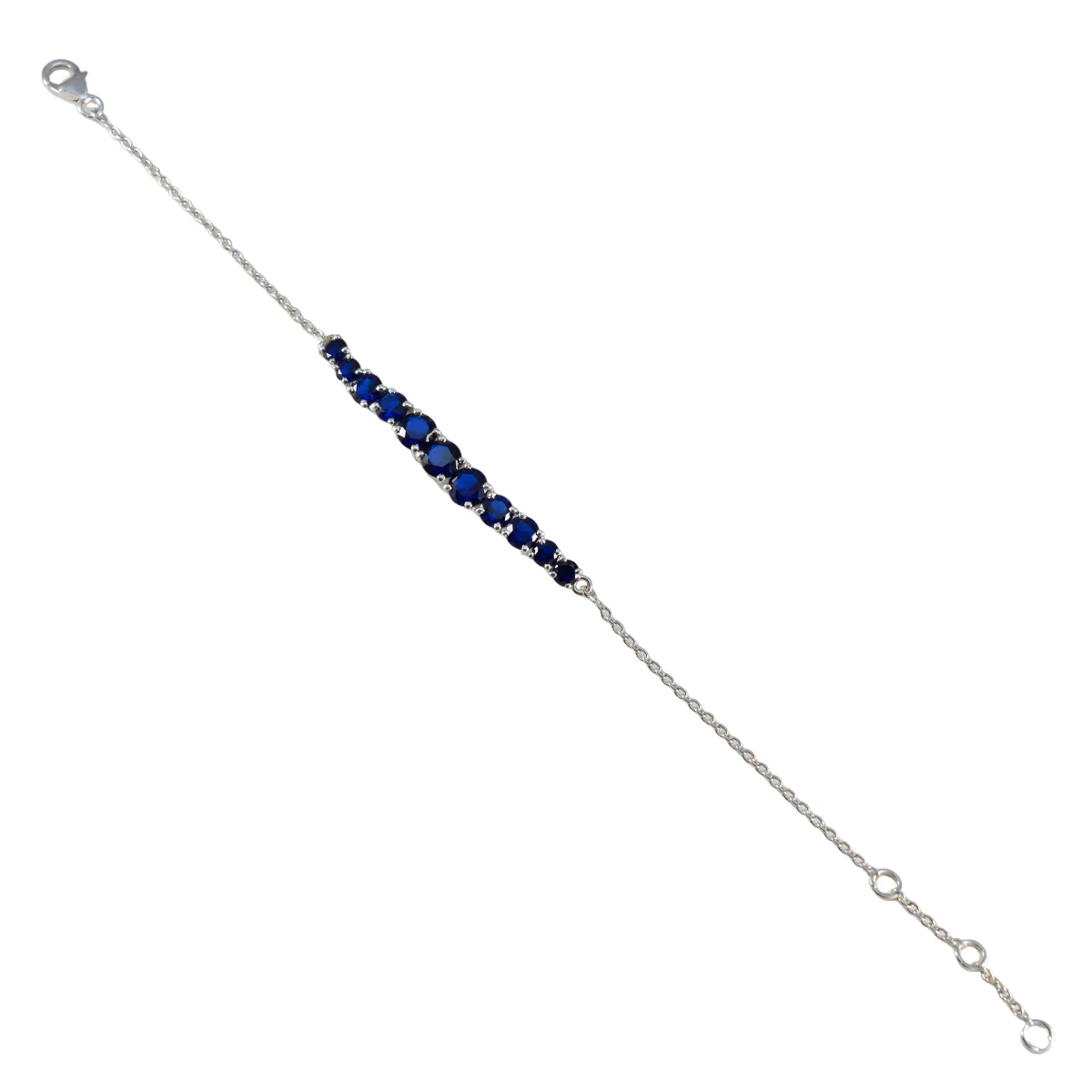 Blue Supphire CZ Corpus Christi Elegant Blue 925 Silver Tennis Bracelet - Image 2