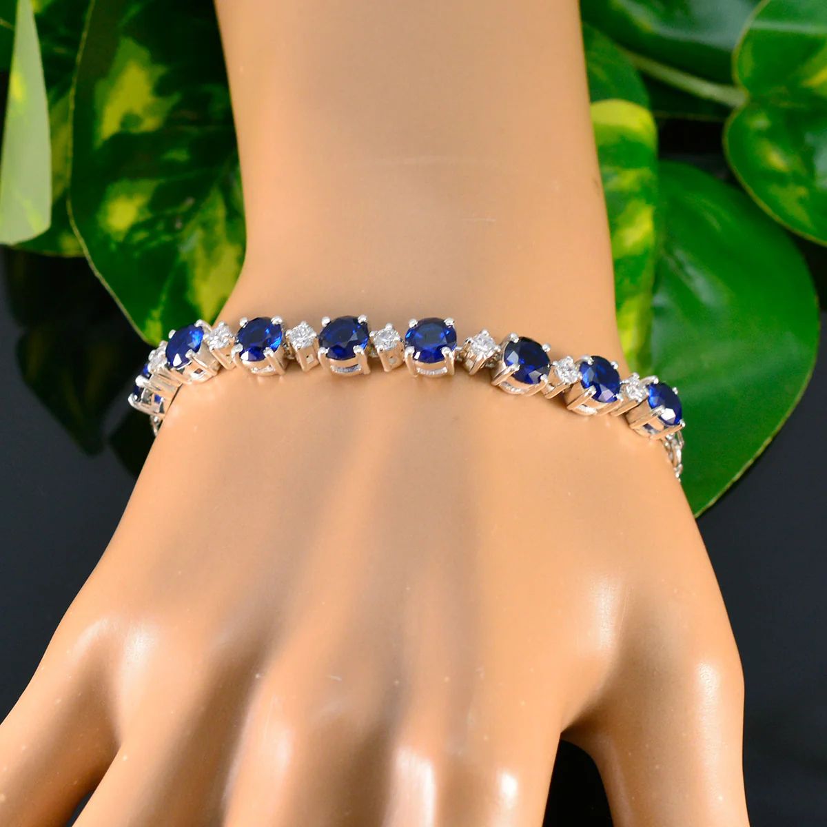 Blue Supphire CZ Daughters Day Featherlight Blue Sterling Silver Tennis Bracelet - Image 4