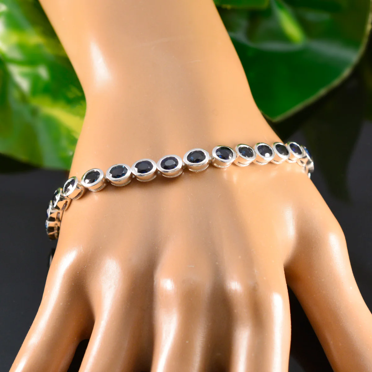 Blue Supphire CZ Tea Day Minimal Blue Silver Tennis Bracelet - Image 6