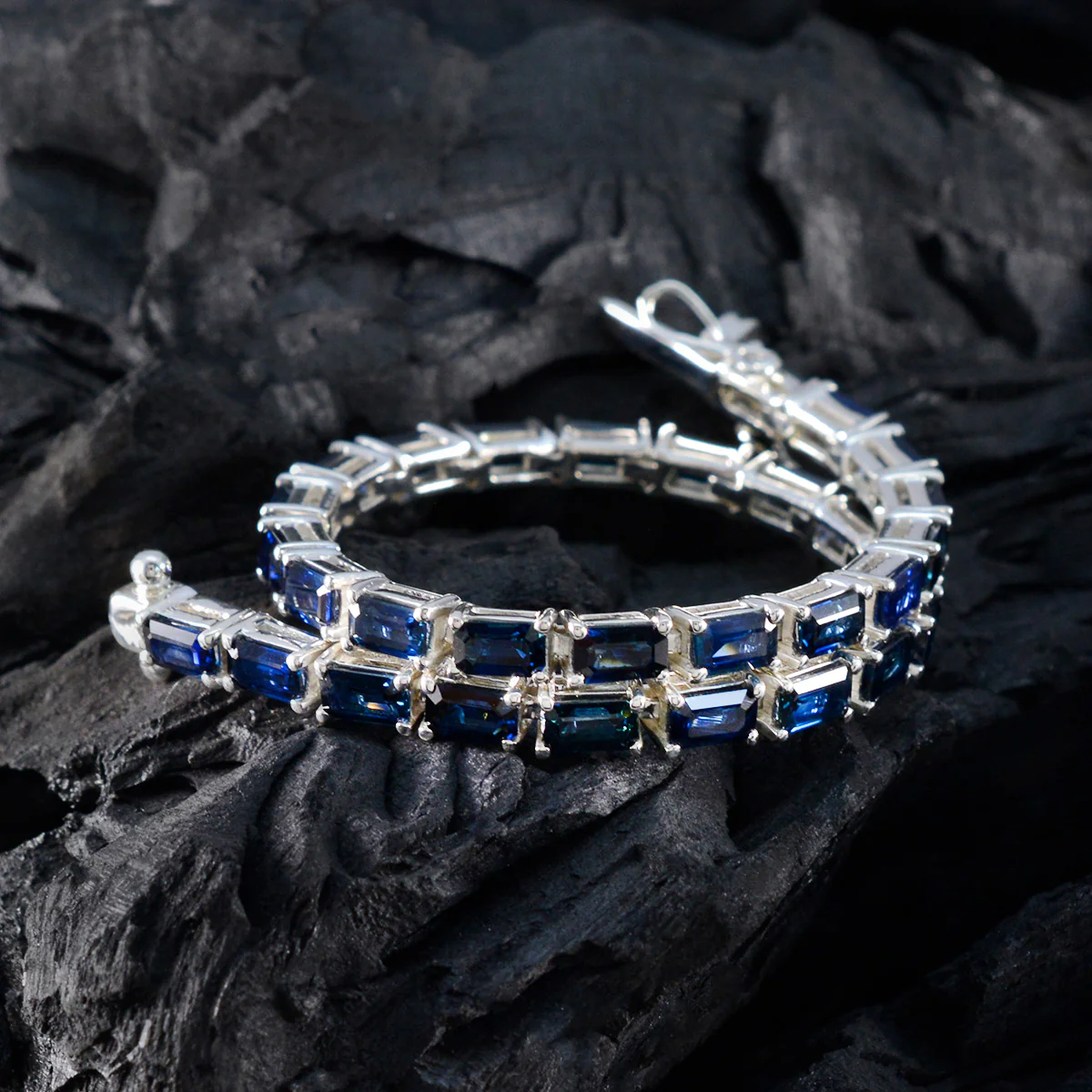 Blue Supphire CZ Thanksgiving Tiny Blue 925 Silver Tennis Bracelet - Image 5