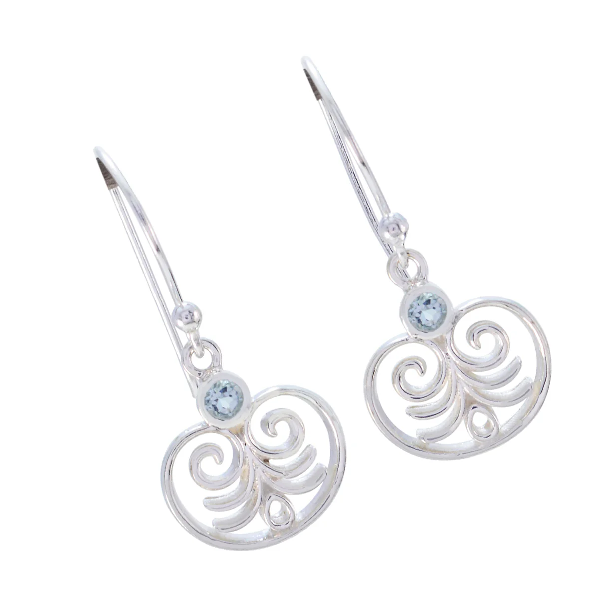 Blue Topaz African Elena Solitaire Dangle Blue Silver Earring - Image 3
