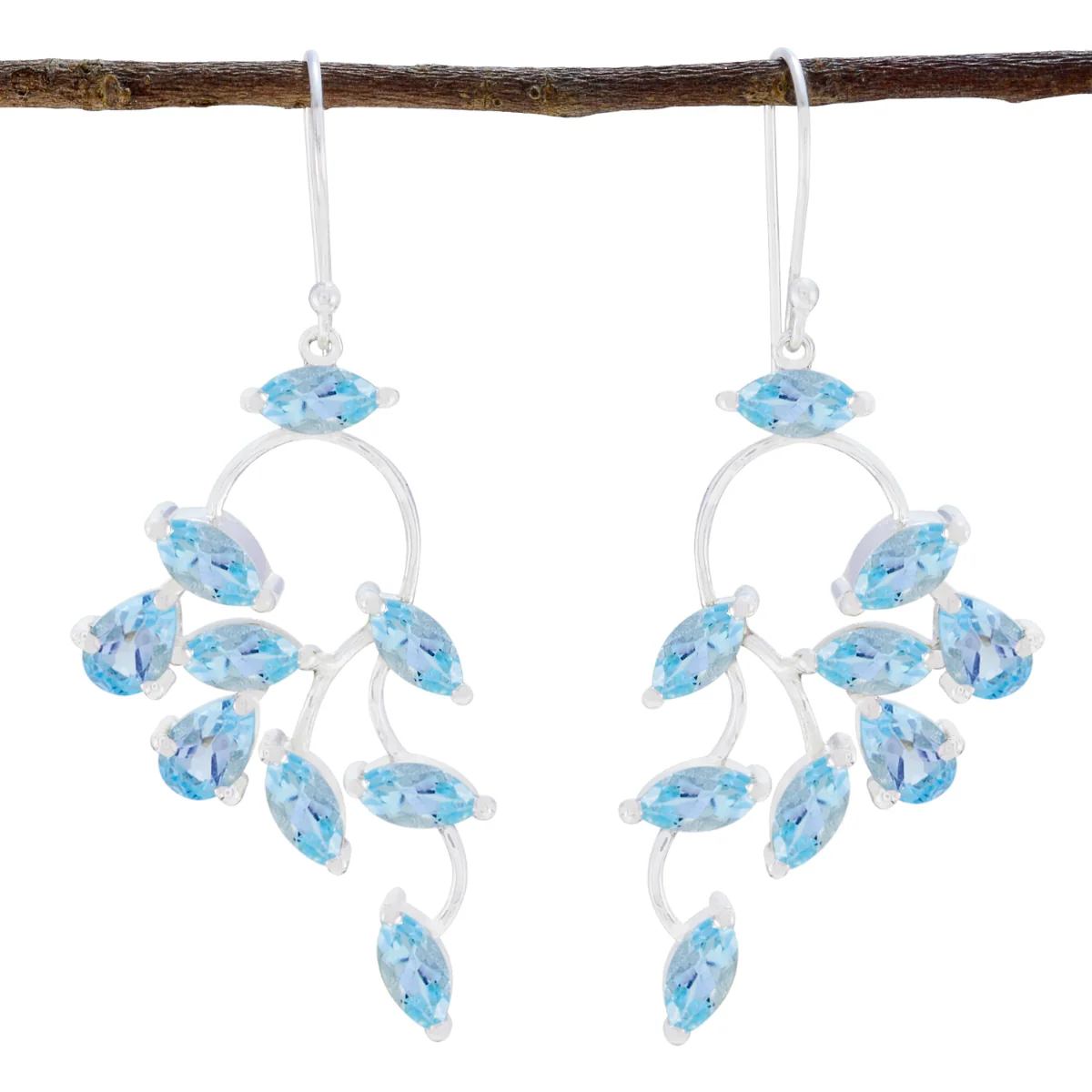 Blue topaz Australian Eleanor multiple Dangle Blue 925 Sterling Silver Earring