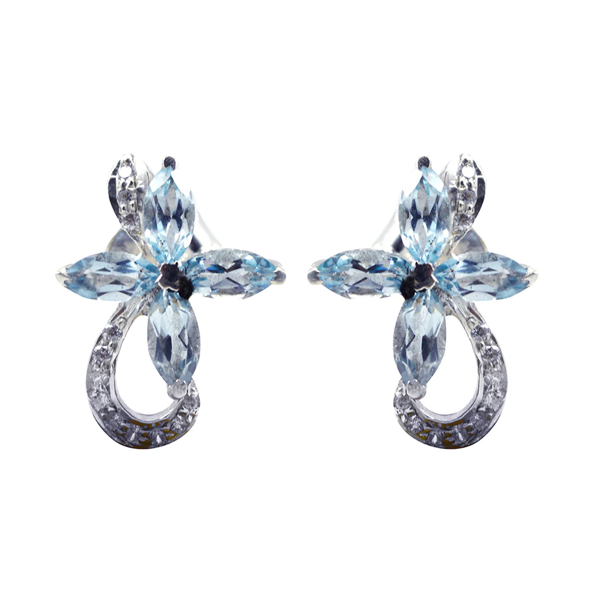 Blue Topaz Australian Yan multiple Stud Blue Sterling Silver Earring