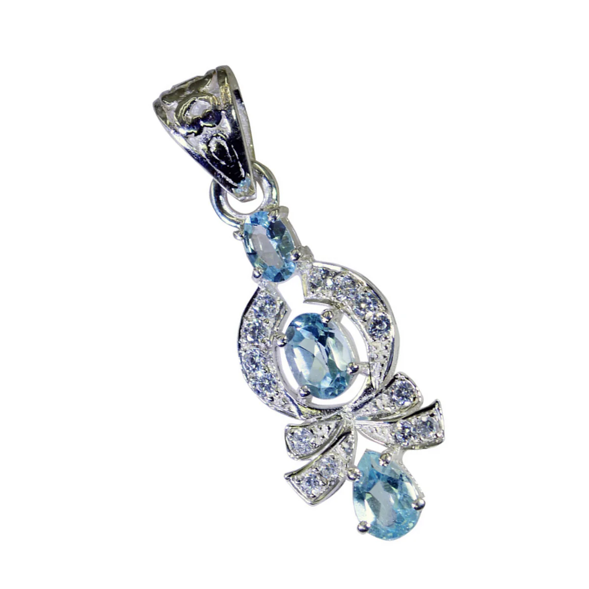 Blue Topaz Classic Indian Silver multiple Natcha Cocktail Blue Pendant Jewelry - Image 2