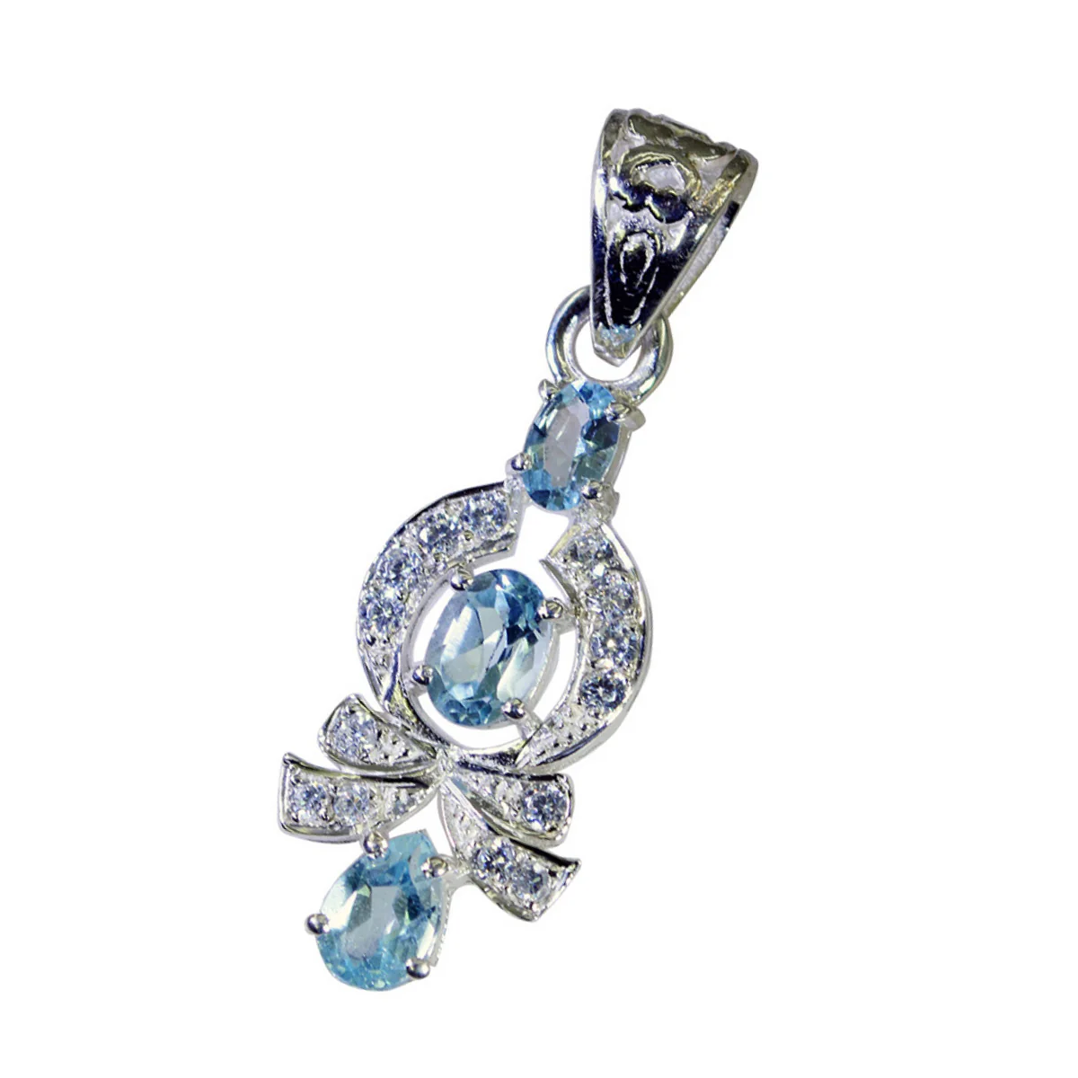 Blue Topaz Classic Indian Silver multiple Natcha Cocktail Blue Pendant Jewelry - Image 3