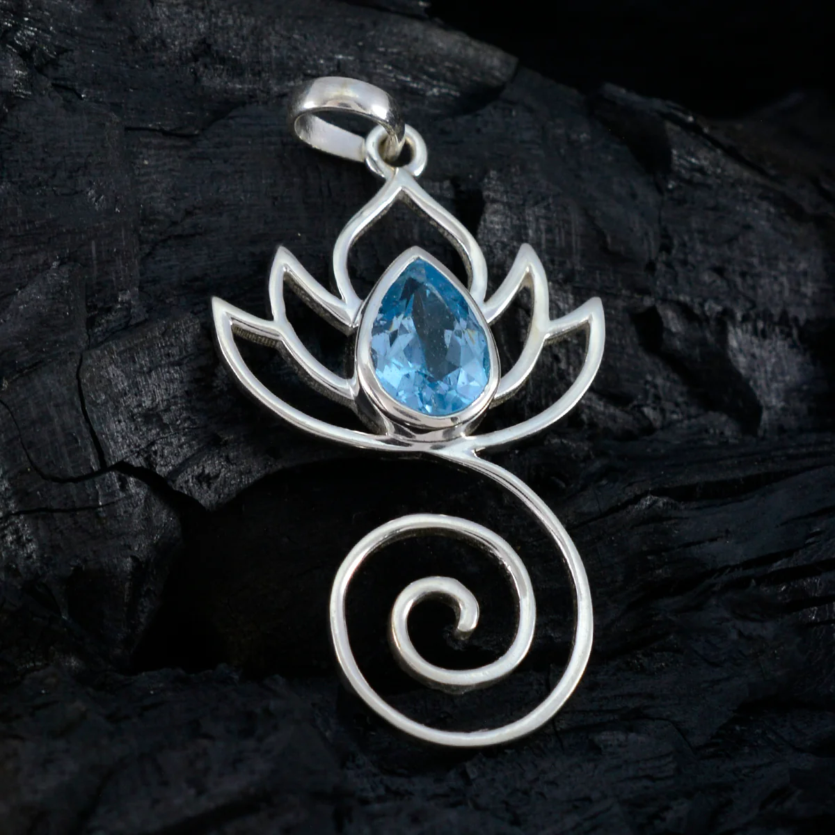 Blue Topaz Dainty German Silver Solitaire Clara Rope-Wire Blue Pendant Jewelry - Image 3
