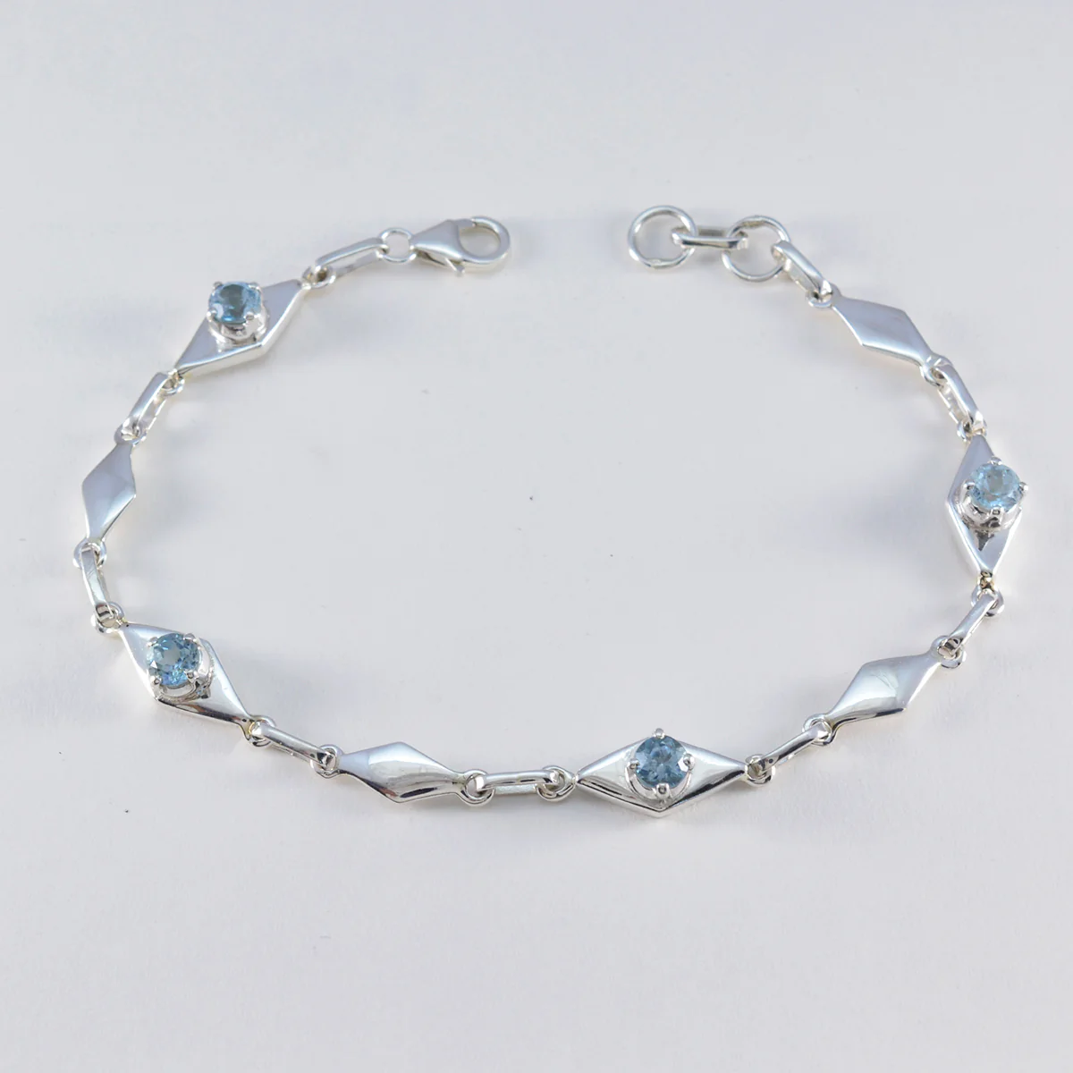 Blue Topaz Dog Day Featherlight Blue 925 Silver Links Bracelet - Image 2