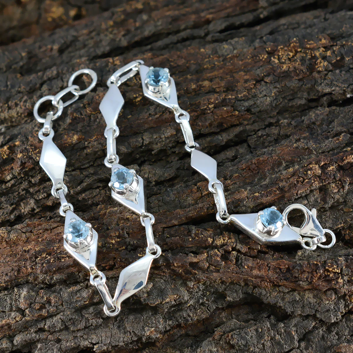 Blue Topaz Dog Day Featherlight Blue 925 Silver Links Bracelet - Image 4