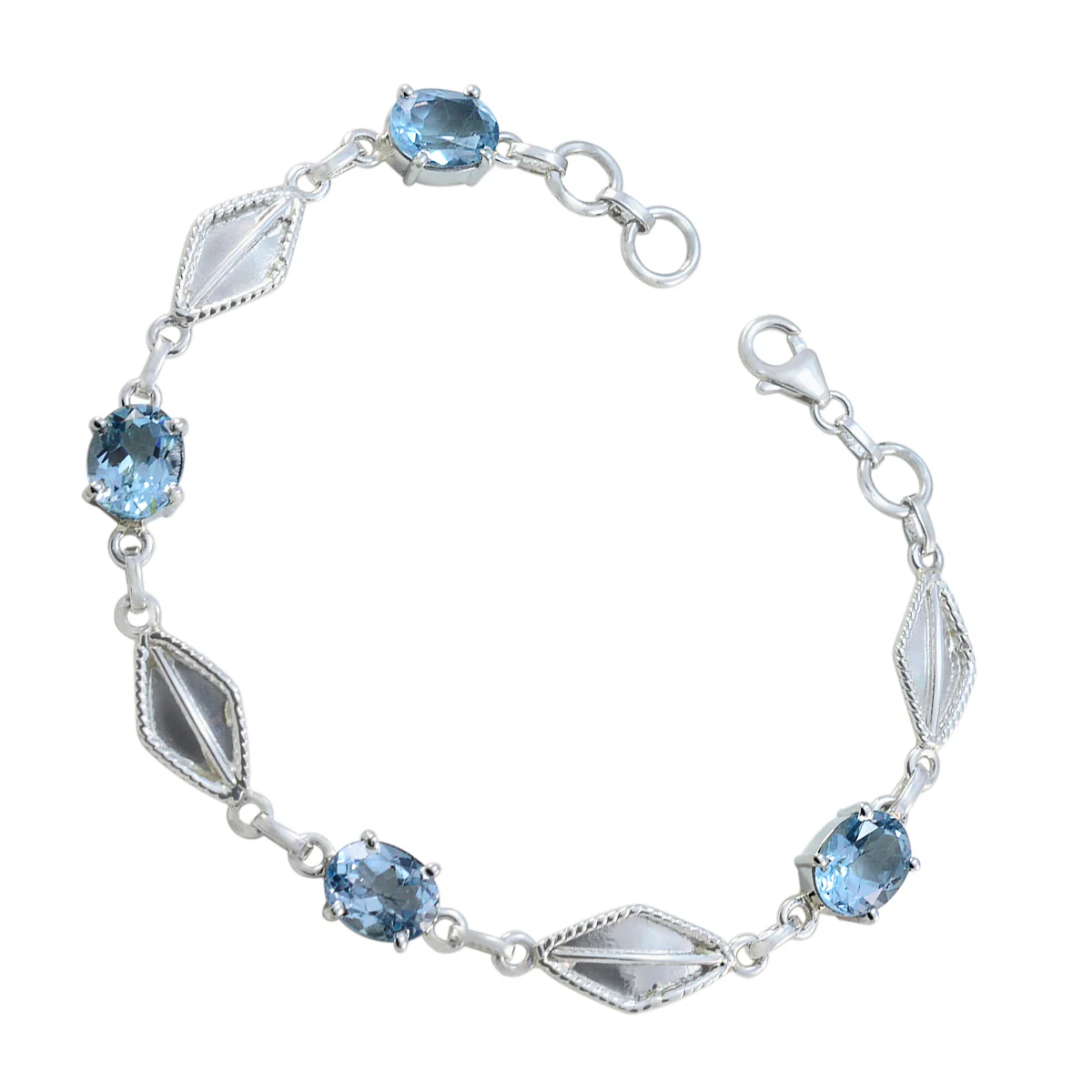 Blue Topaz Easter Monday Tiny Blue 925 Silver Links Bracelet - Image 2