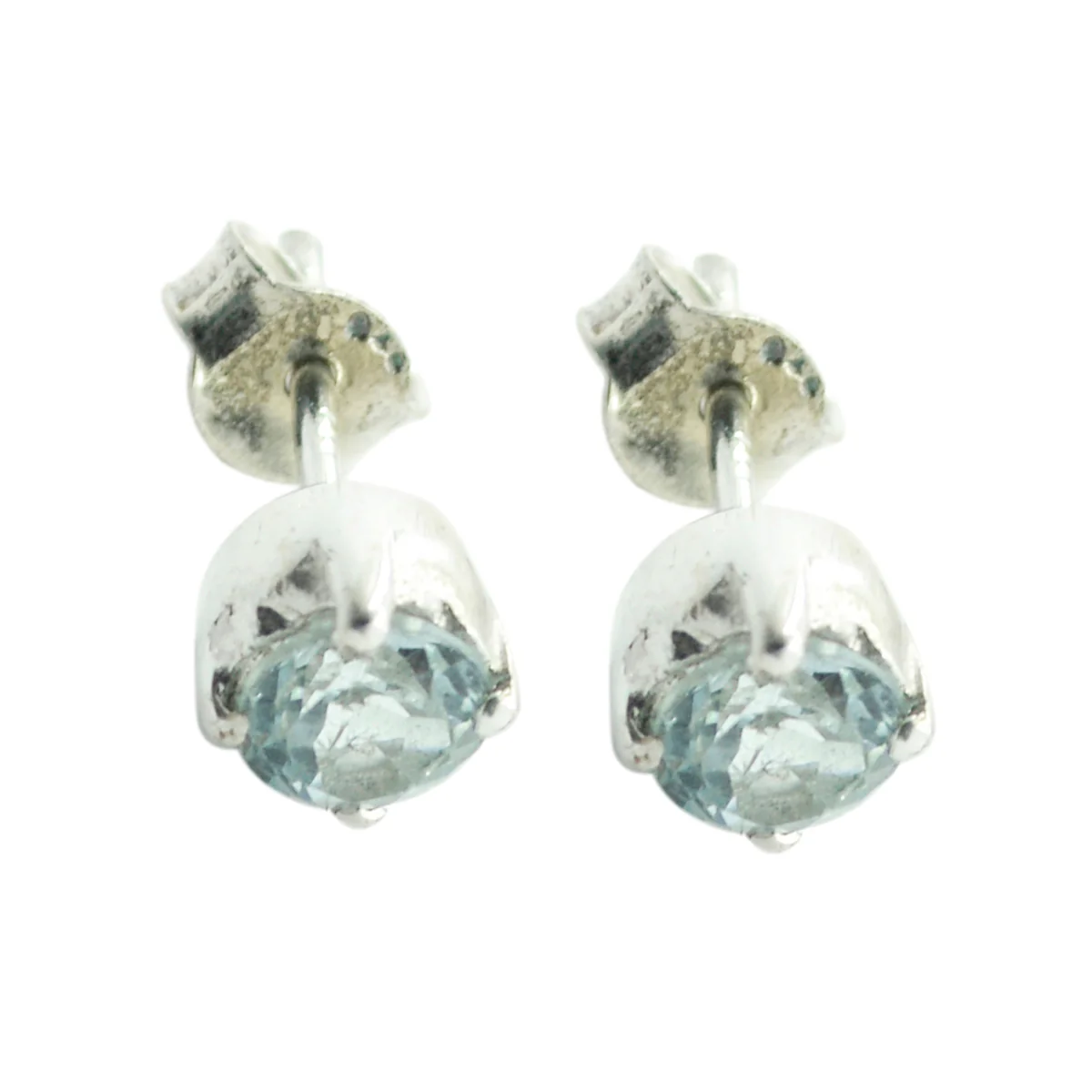 Blue Topaz Egyptian Natalia Solitaire Stud Blue 925 Sterling Silver Earring