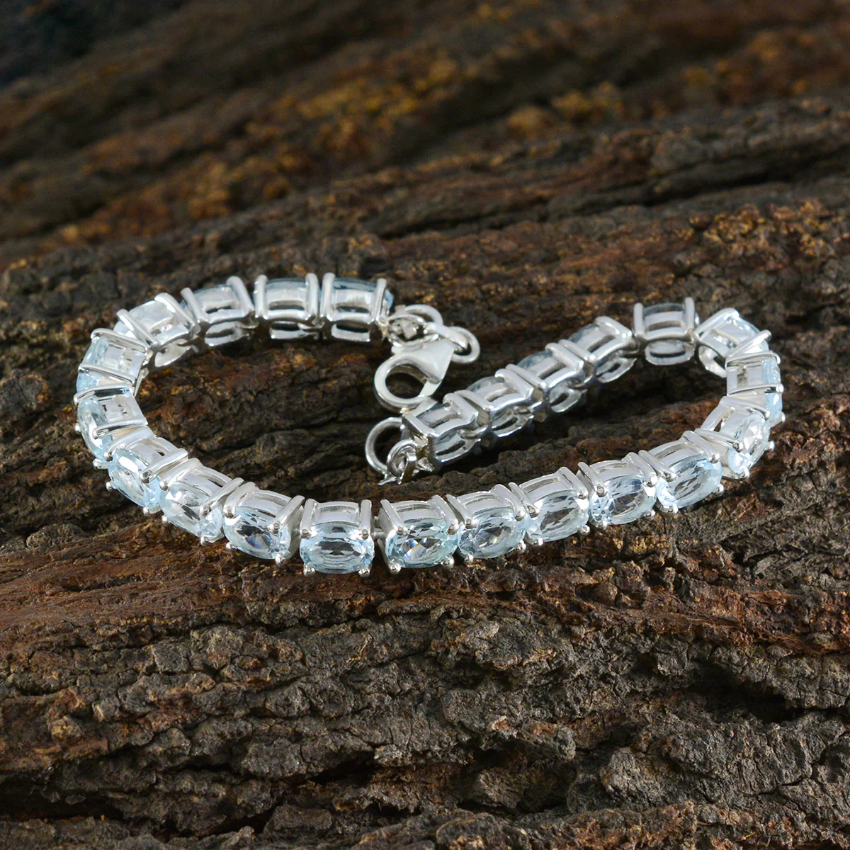 Blue Topaz Eid al-Adha Classic Blue 925 Silver Tennis Bracelet - Image 3