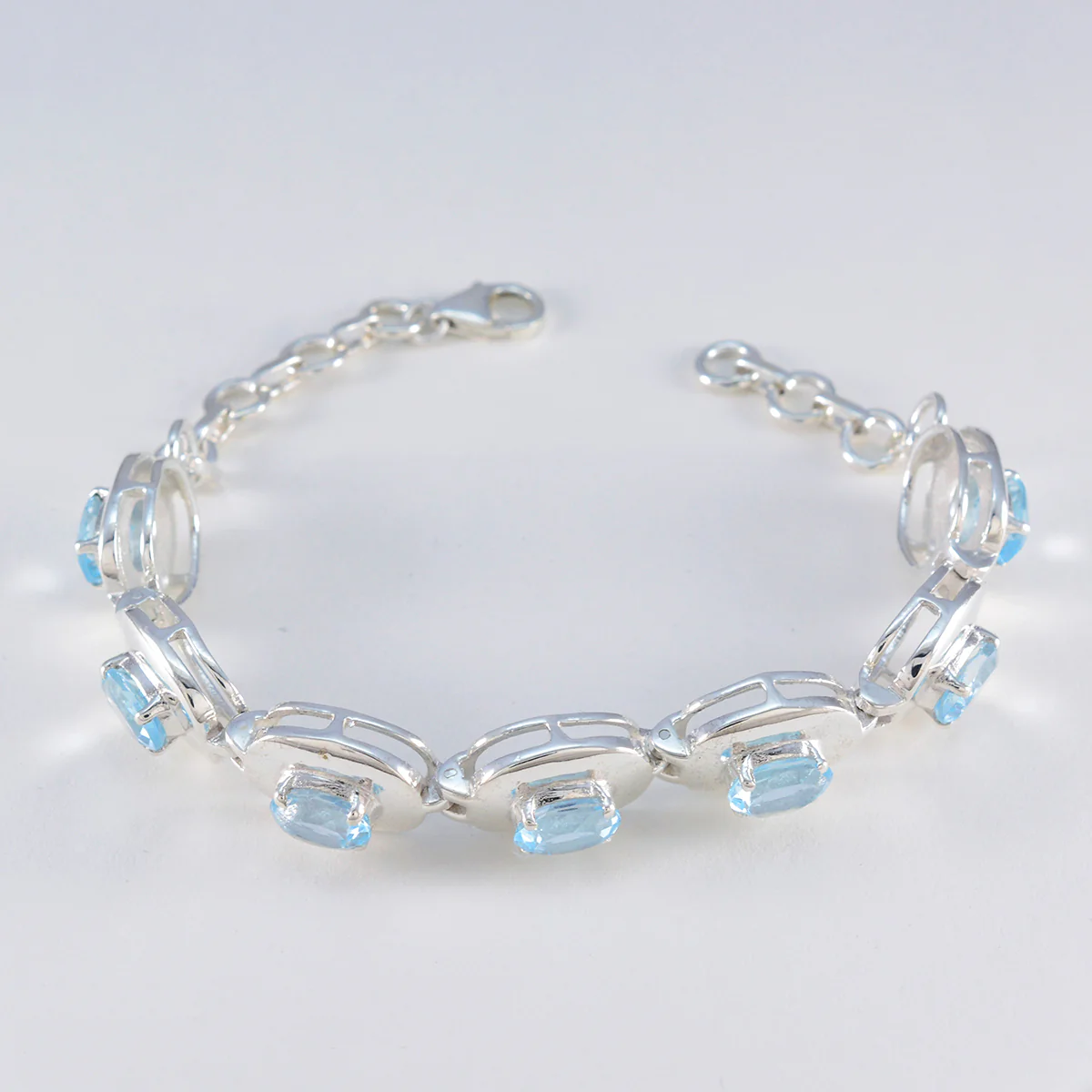 Blue Topaz Eid al-Fitr Eye-catching Blue Silver Tennis Bracelet - Image 3