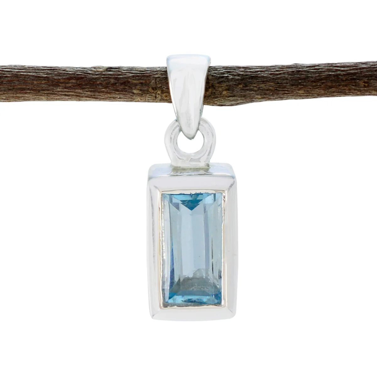 Blue Topaz Elegant Korean Sterling Silver Solitaire Ying wedding Blue Pendant Jewellery