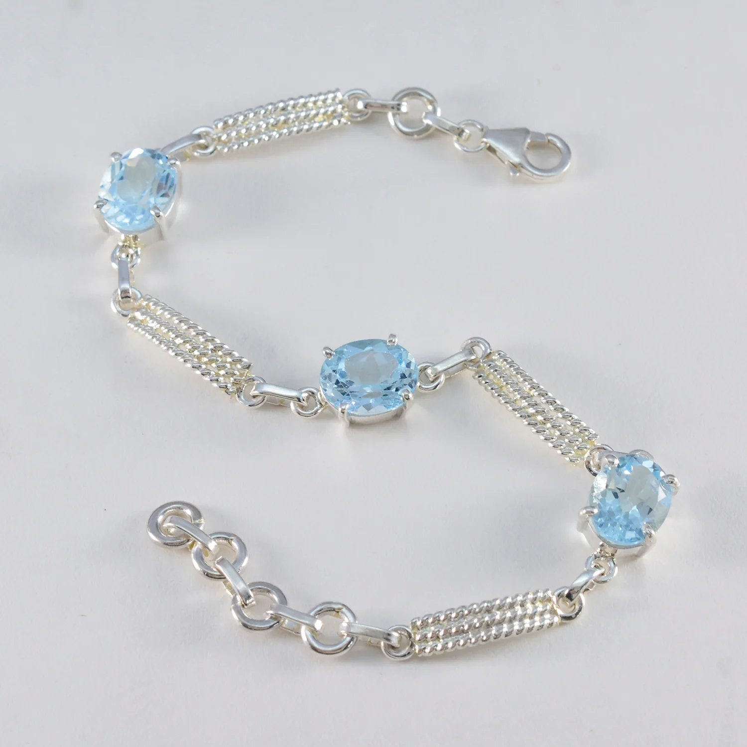 Blue Topaz End of Financial Year (EOFY) Slim Blue Sterling Silver Links Bracelet - Image 3