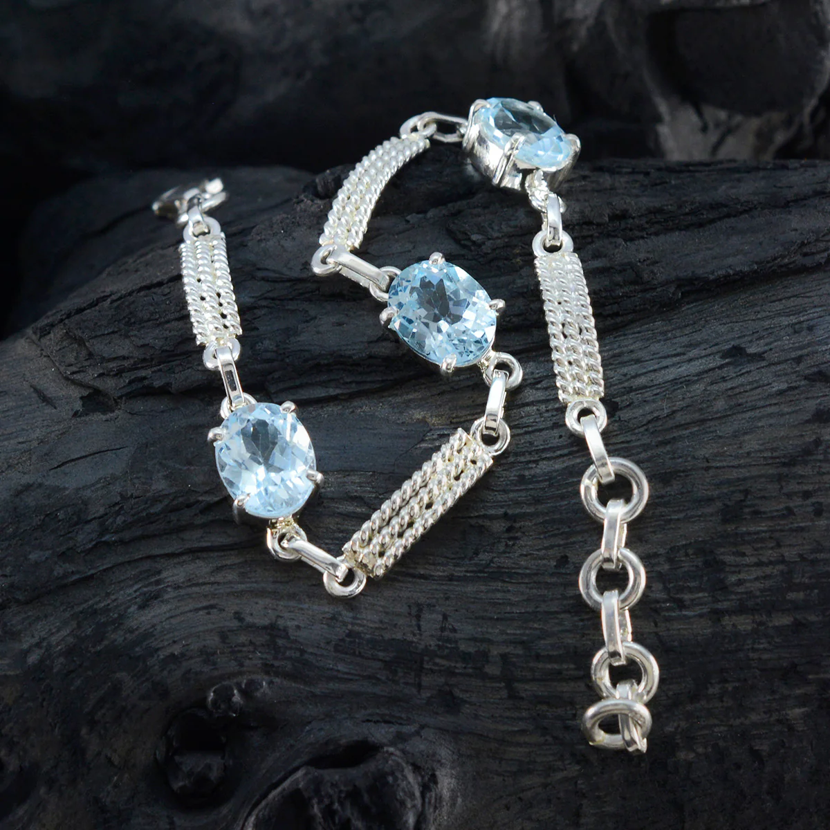 Blue Topaz End of Financial Year (EOFY) Slim Blue Sterling Silver Links Bracelet - Image 5