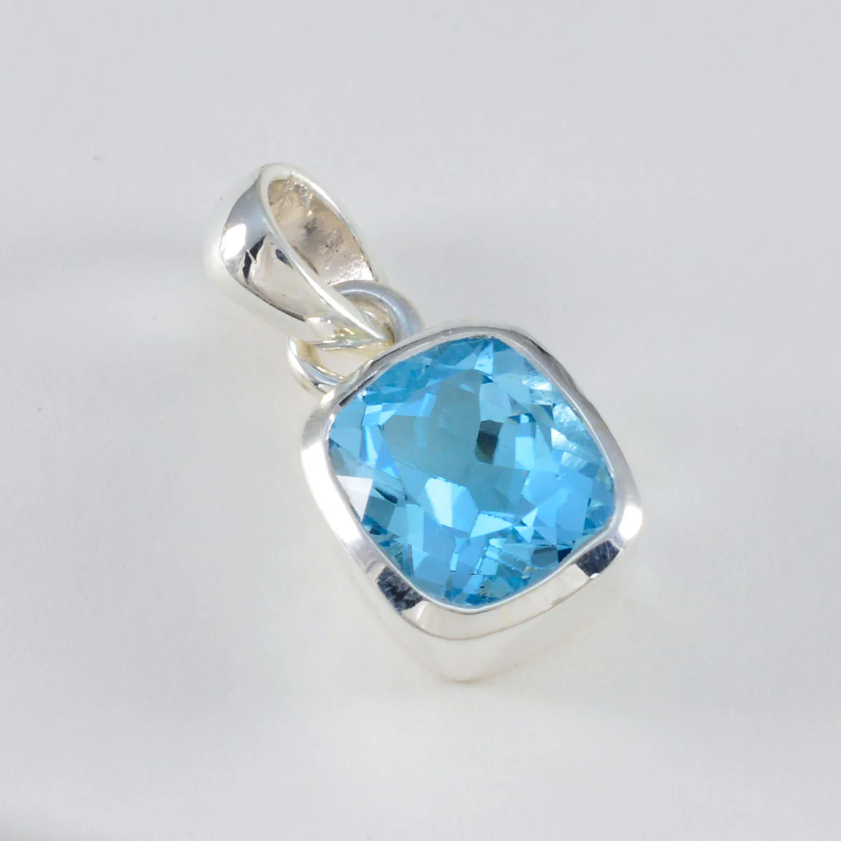 Blue Topaz Featherlight Mexican 92.5 Silver Solitaire Aria Contemporary Blue Pendant Jewellery - Image 2