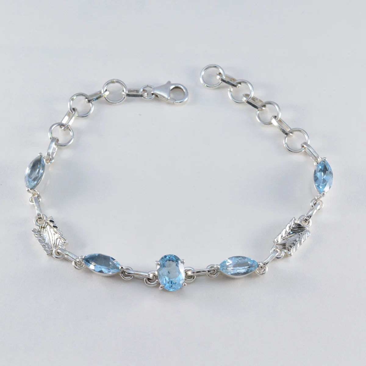 Blue Topaz Festive Whisper-thin Blue 925 Silver Links Bracelet - Image 2