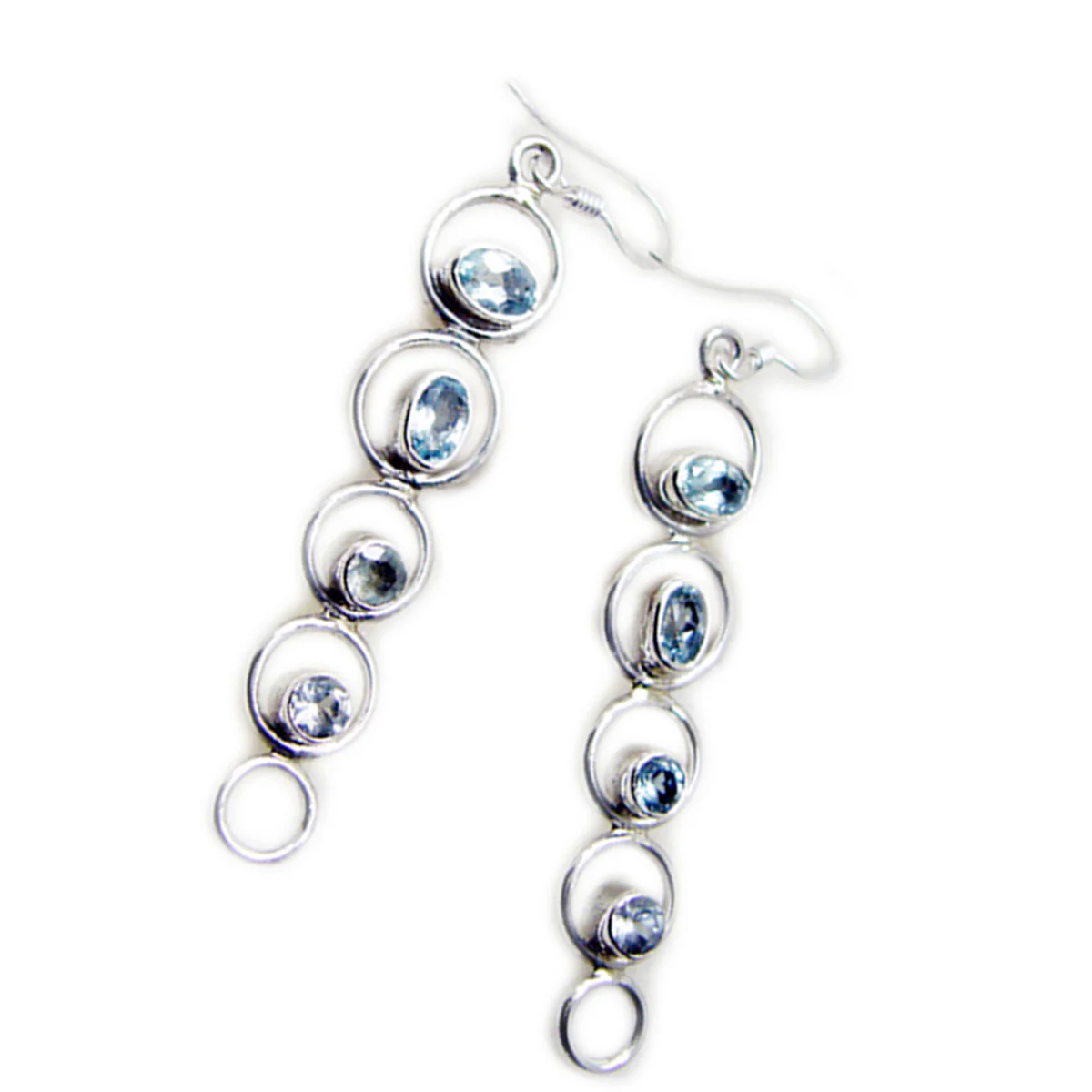 Blue Topaz German Agustina multiple Dangle Blue Sterling Silver Earring - Image 2