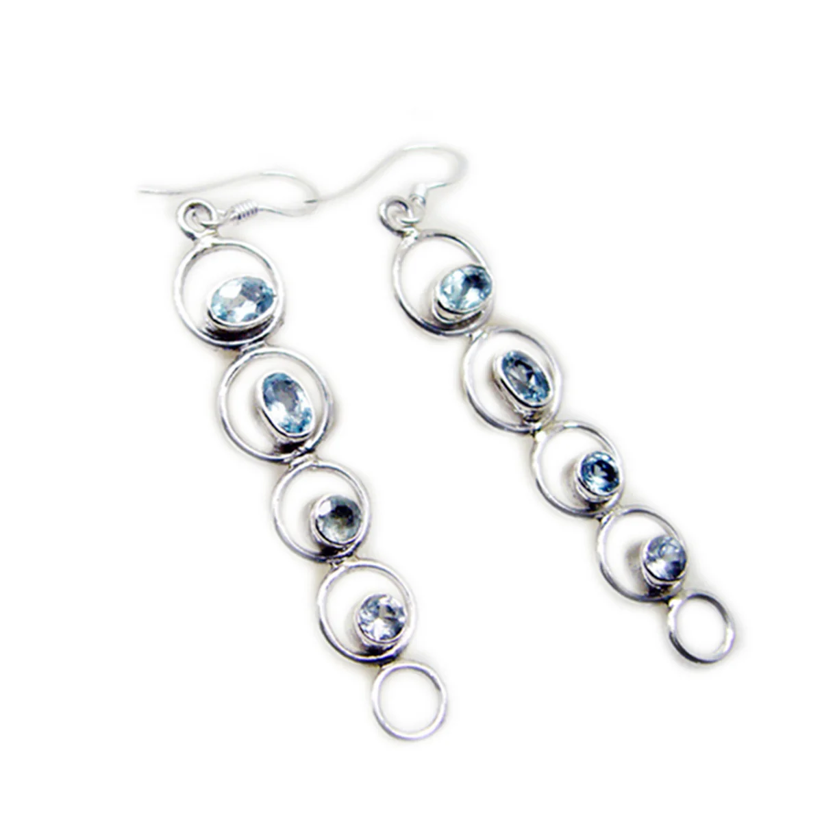 Blue Topaz German Agustina multiple Dangle Blue Sterling Silver Earring - Image 3
