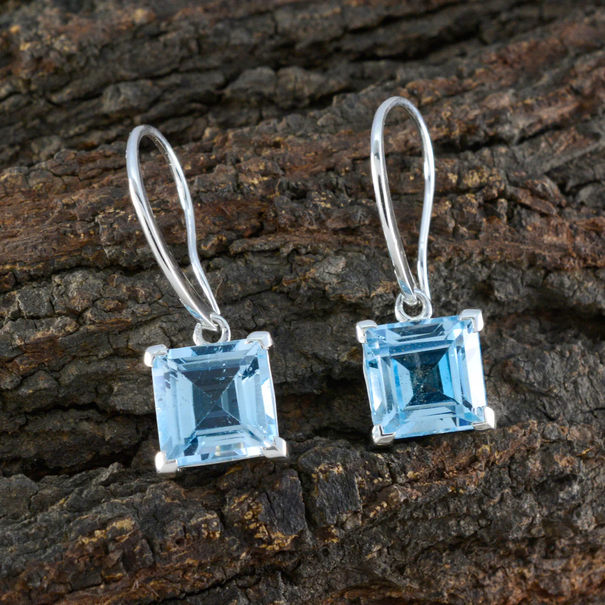 Blue Topaz German María Solitaire Dangle Blue Sterling Silver Earring - Image 3