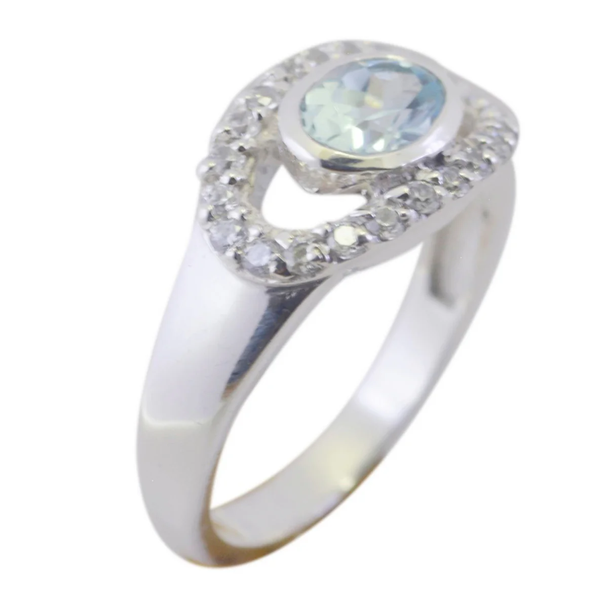 Blue Topaz Halo American 925 Sterling Silver Blue Gemstones Whisper-thin Abstract Ring Jewelry - Image 2