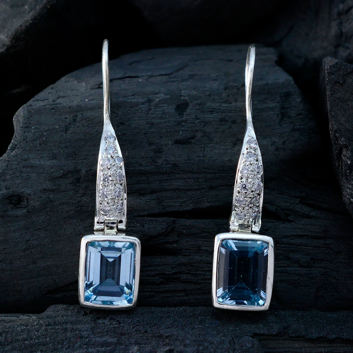 Blue Topaz Japanese Alice multiple Dangle Blue 925 Silver Earring - Image 2