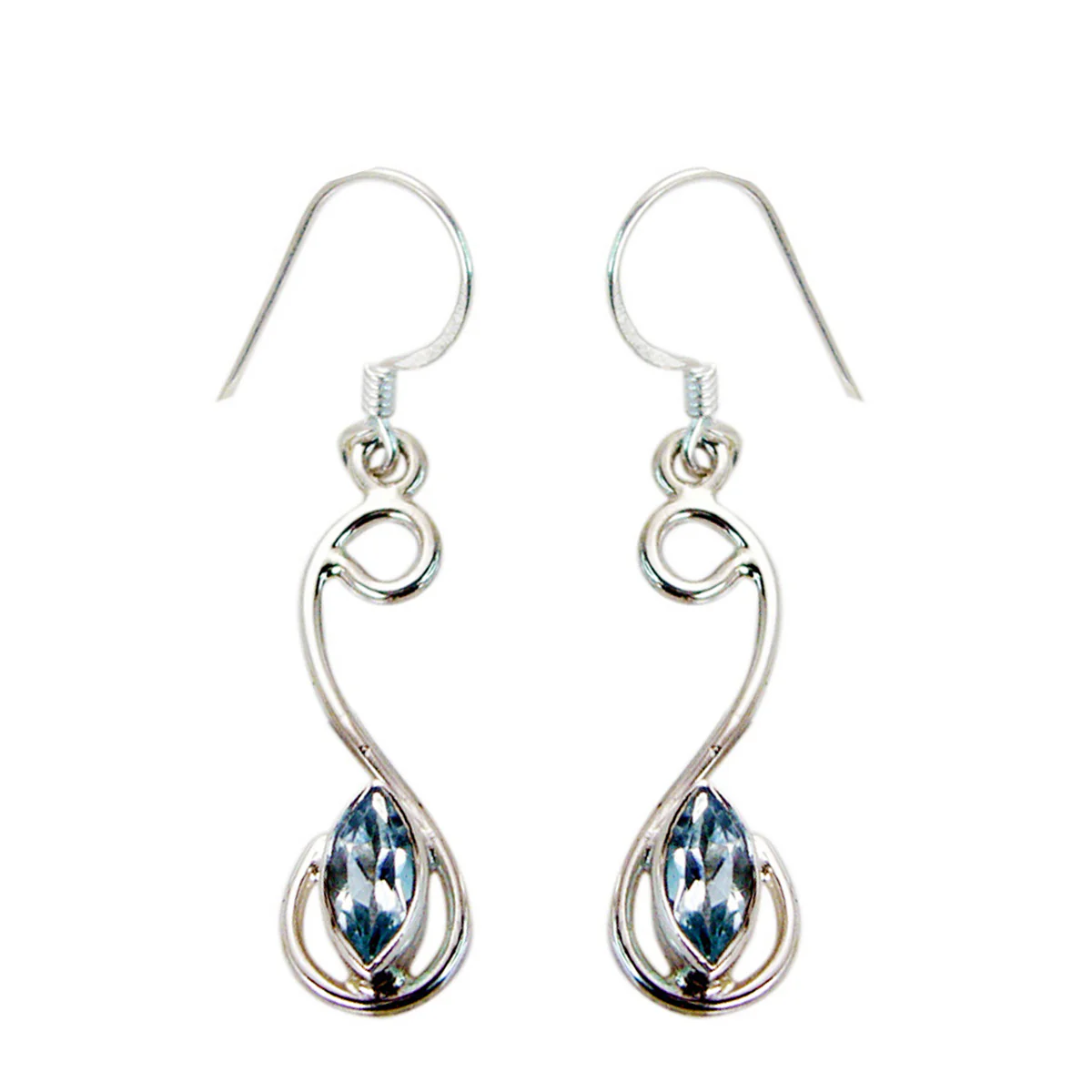 Blue Topaz Japanese Bianca multiple Dangle Blue Silver Earring