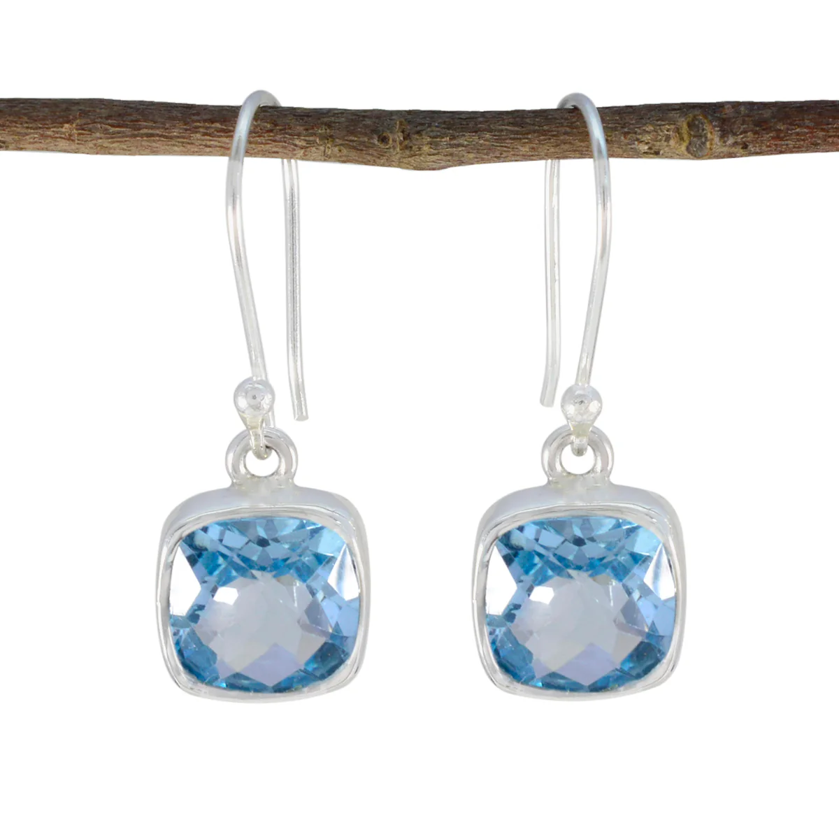 Blue Topaz Japanese Sakura multiple Dangle Blue 925 Sterling Silver Earring