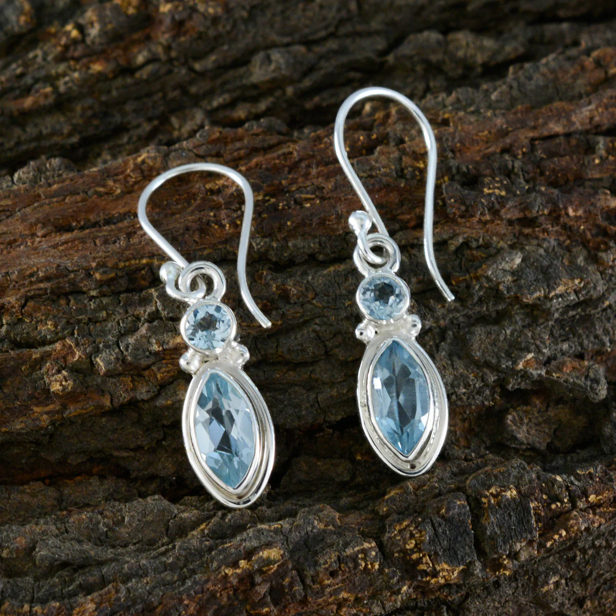 Blue Topaz Latin American Aria Toi et Moi Dangle Blue 925 Sterling Silver Earring - Image 3